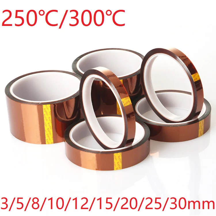 

3/5/6/8/10/15/20/25/30mm Polyimide Adhesive Tape 33M 100ft Heat Resistant High Temperature BGA PCB 3D Printing Board Protection