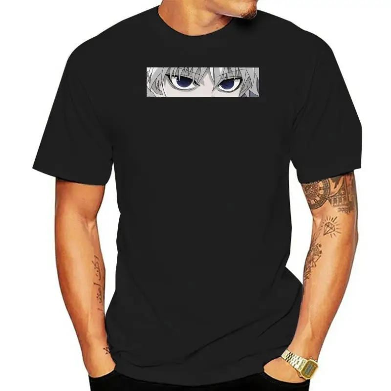 

Классическая мужская футболка с манга Hunter X Hunter, мягкие хлопковые топы Killua Zoldyck Devil Eye с коротким рукавом, Повседневная футболка Harajuku