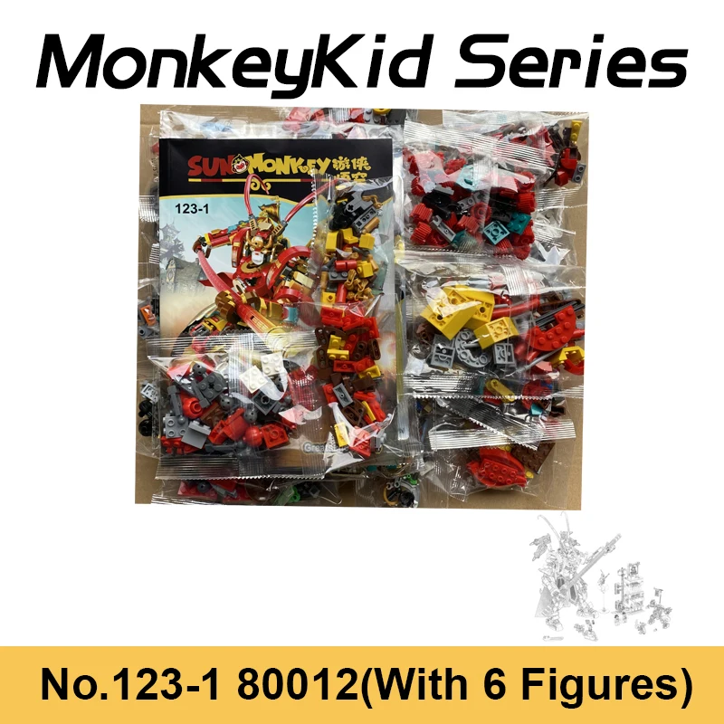 1622 шт. MonkeyKid Обезьяна Король золотой воин механический строительные блоки Sun Wukong