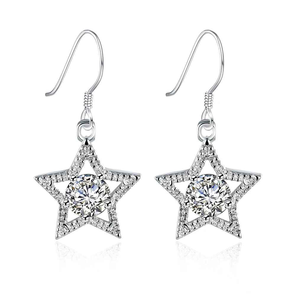 

ZEMIOR Star Style Earring For Women Simple Modelling Inlay 5A+ Cubic Zirconia Drop Earrings Silvering Color Fashion Jewelry