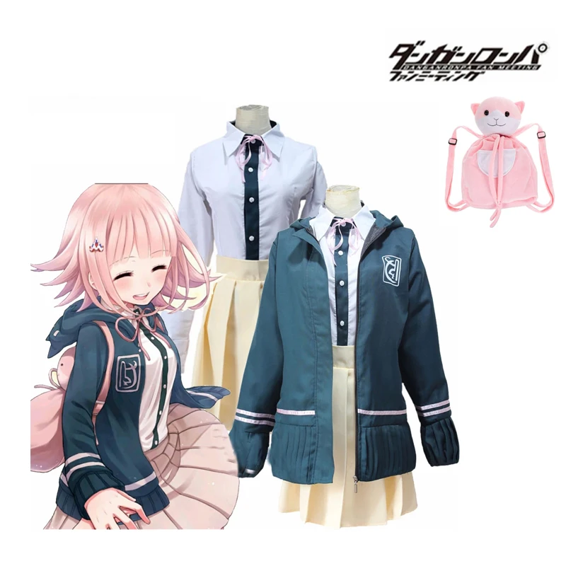 

Аниме Драконий жемчуг супер DanganRonpa Nanami Косплей ChiaKi; Костюм для девочек JK форма для женщин костюм моряка для мальчиков куртка парик мешок кос...