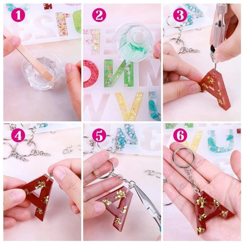 

1 Set Crystal Epoxy Resin Mold Alphabet Letter Number Key Pendant Casting Silicone Mould DIY Craft Jewelry Keychain Tool