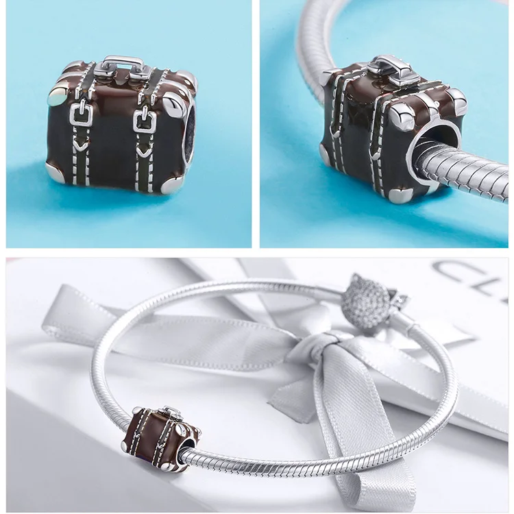 Браслет Pandora, серебро 925,, CZ, самолет, Автомобильная камера для корабля, амулеты, S925, розовый, багажник, воздушный шар, бусины для изготовления ювелирных изделий
