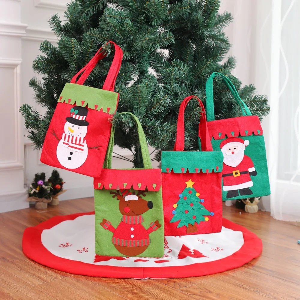 

wholesale new arrival Christmas decoration candy bag book bag Christmas gift bag thick hand-sewn Christmas gift bag 4pcs