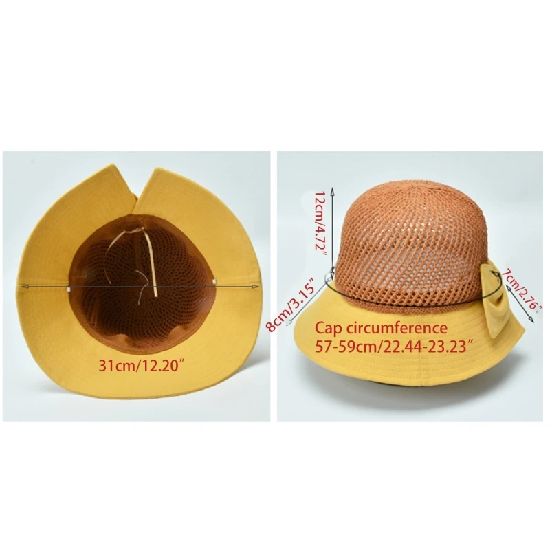 

Womens Summer Mesh Top Sun Visor Beach Hat Split Floppy Wide Brim Sweet Bowknot Holiday Outdoor Sunscreen Bucket Cap