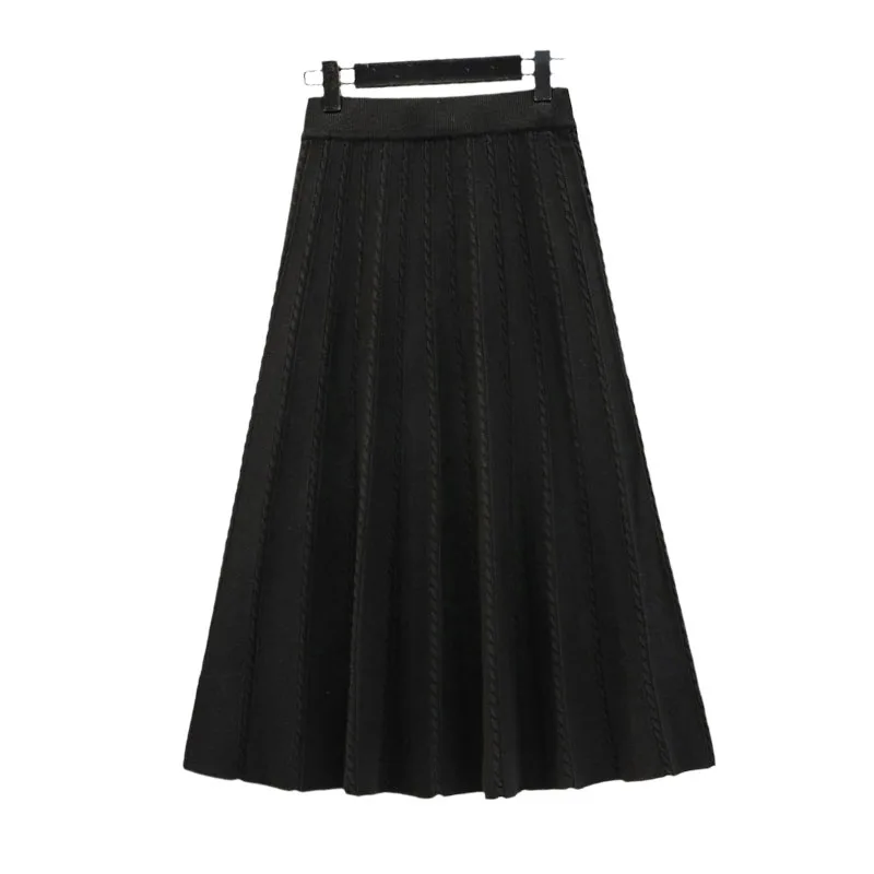 

Plus Size Women's 2020 Autumn and Winter Wear New Fat Sister Western Style Loose and Thin Knitted Mid-length Skirt HK131