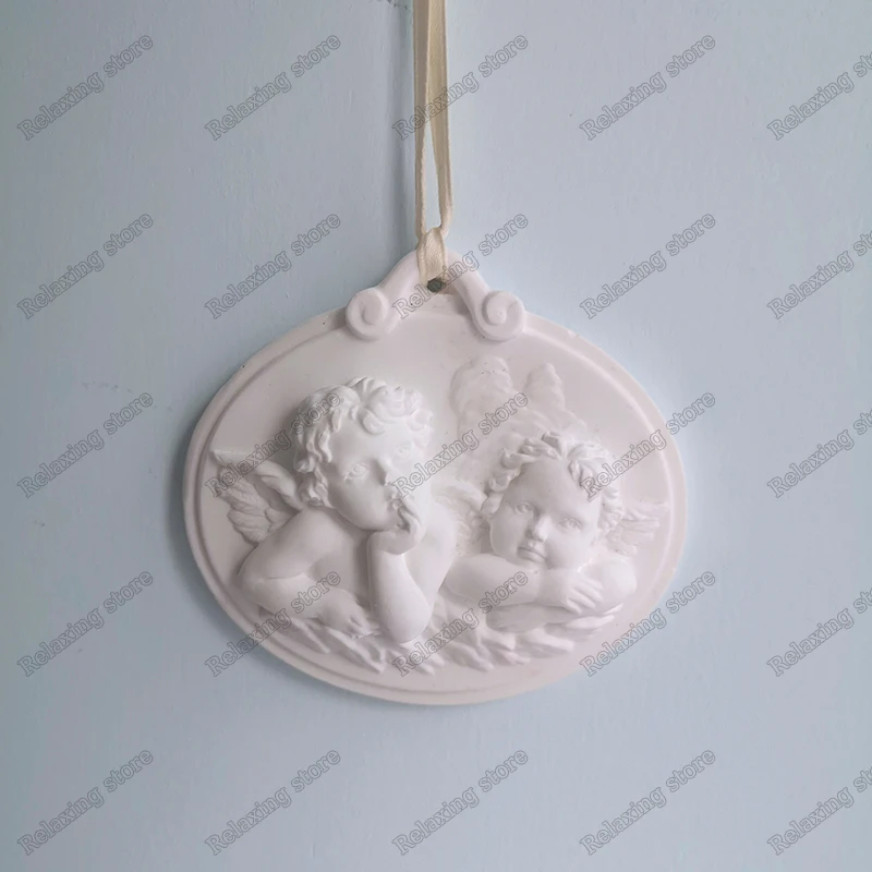 

Two Angels Shape Cake Silicone Mold Cute Baby Aromatherapy Wax Pendant Mould For Car Decor DIY Gypsum Plaster Crafts Molds