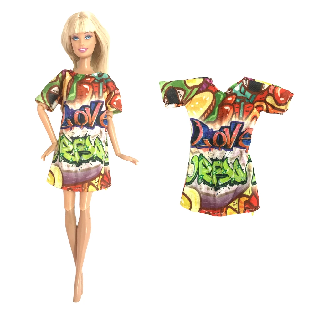 NK 3 Pcs/Set Doll Dresses Fashion hip-hop Skirt For Barbie Rainbow Casual Gown 1/6 Accessories Kid Gift Baby Toys | Игрушки и хобби