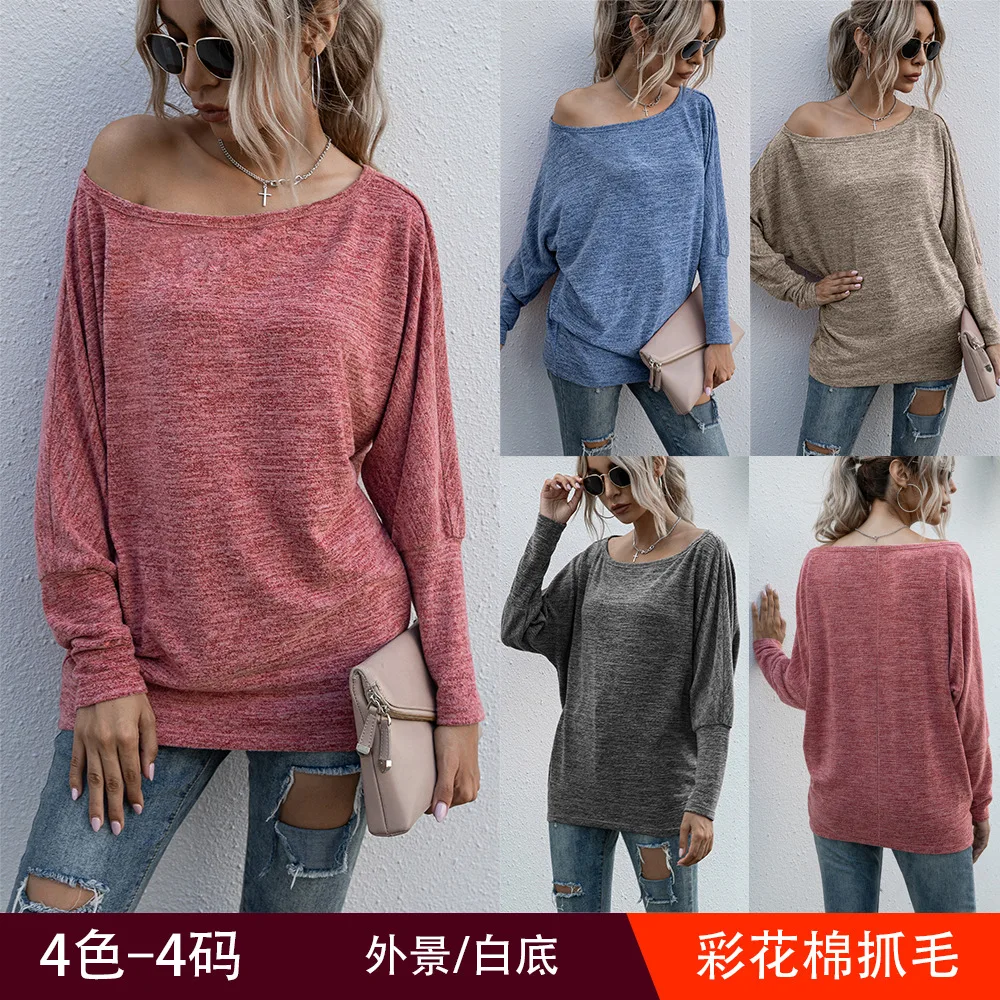 

Женская футболка, новый стиль, Европейский и американский стиль, с длинным рукавом, Повседневный свитер, топ для дам