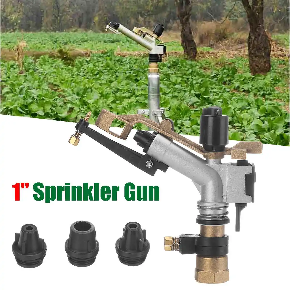 

1" Female Thread Big Covering Range Sprinkler Gun Garden Agriculture Lawn Grass Irrigation Watering Nozzles Gardening Rain Gun