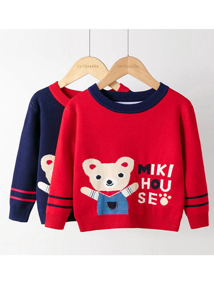 

Kids knit Sweater Fashion Baby Girls Boys Sweaters Autumn Winter Cotton Sweater Cartoon Bear Knitted Pullover Warm Outerwear