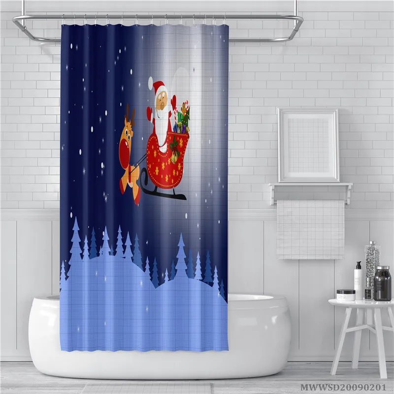 

3D занавеска для душа с рождественским дизайном, водонепроницаемая занавеска для ванной для детей и взрослых, декор для ванной комнаты