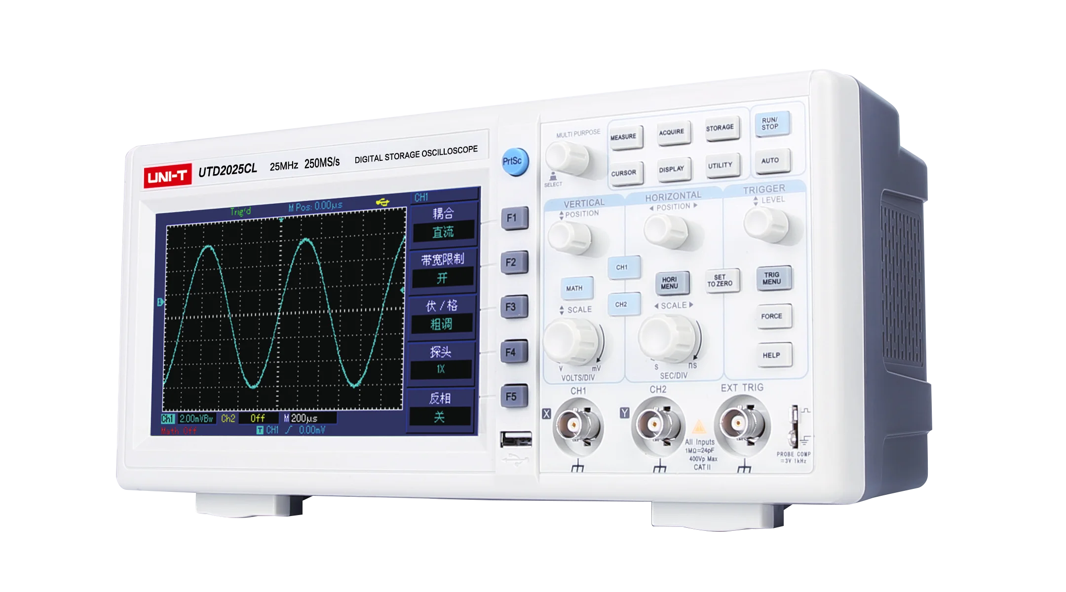 

UNI-T UTD2025C 250MS/s sample rate Full Colour LCD 2 channels Bench Type Digital Storage Oscilloscope