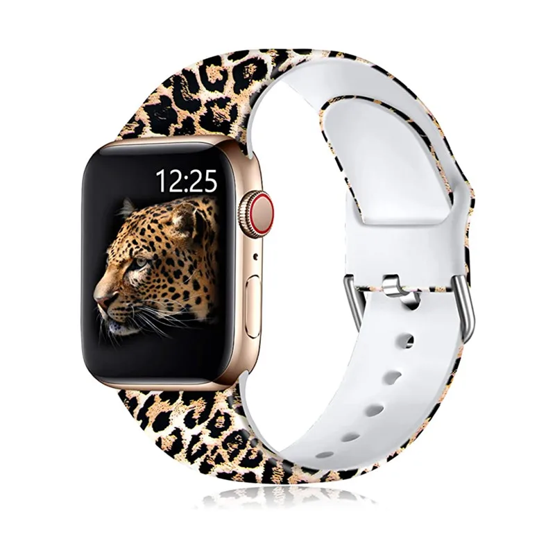 

Printing Strap for Apple Watch Band 44MM 40MM 38MM 42MM Floral Flower Silicone Belt Watch Bracelet iWatch Series 6 SE 5 4 3