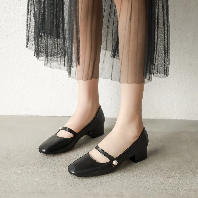 

2021 spring and summer new apartment high heels luxury pumps shallow mouth non-slip soft lightweight Mary Jane women tacon shoes