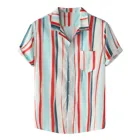 Мужская хлопковая рубашка с коротким рукавом, Повседневная футболка с принтом и отворотом, лето 2021