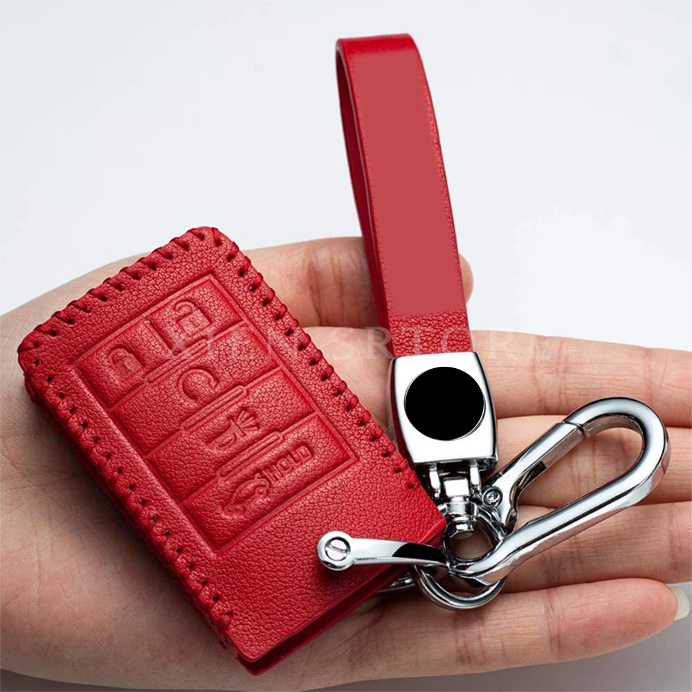 

Leather Remote Key Fob Case Cover Holder Keychain Skin For Cadillac SRX STS CTS ATS XTS 5 Buttons Shell Accessories Car Styling