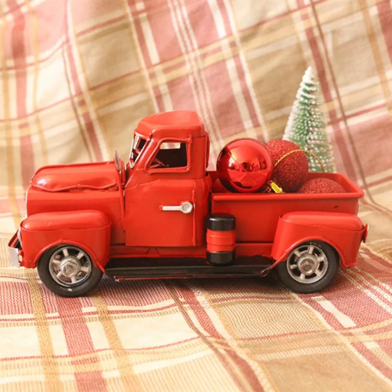

Red Metal Truck 4 New Style Cars Metal Car Model Birthday Gift Toy For Children's 2020 Christmas Tabletop Decorations New Year.