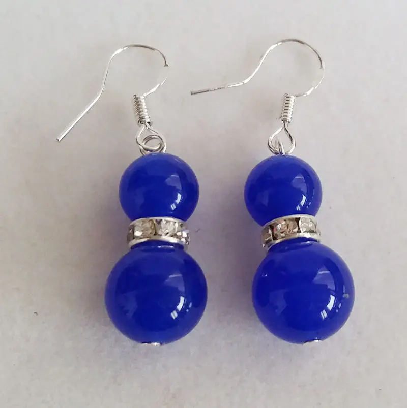 

Fashion 6-14mm Blue Sapphire Gems Round Jade Beads Necklace Earrings Jewelry Set 18