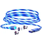 Кабели для быстрой зарядки 3 в 1 разъем для Micro USB C LIGHTNING Быстрая зарядка Магнитный притяжение светодиодный фонарик