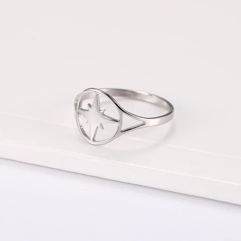 COOLTIME полые кольца со звездами и печаткой для женщин, кольцо-талисман из нержавеющей стали, подарок на годовщину, друзья, модные украшения, цвет стали