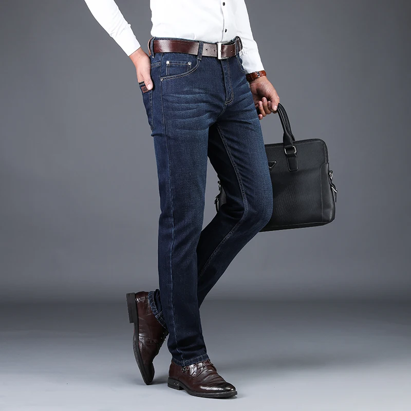 

BROWON Brand Autumn Winter Men Clothing New Loose Straight Thick Smart Casual Trousers Male Plus Size Business Jeans Men Pants