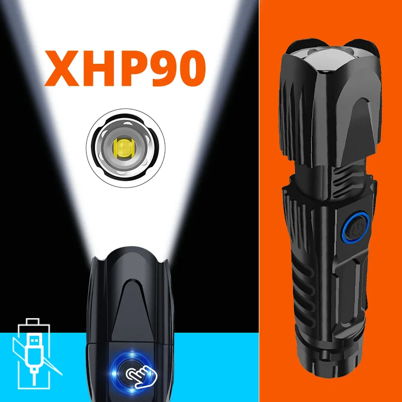 

MINI Super Bright XHP90 Most Powerful Flashlight Rechargeable LED Hunting Hand Lamp USB Torch XHP70 XHP50 26650 Zoom Flash Light