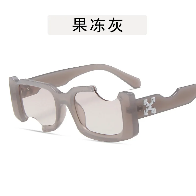 

2021 New Fashion off white rectangle Fotch Hole Design Sunglasses women men Hip Hop Glasses UV400 retro oculos de sol feminino