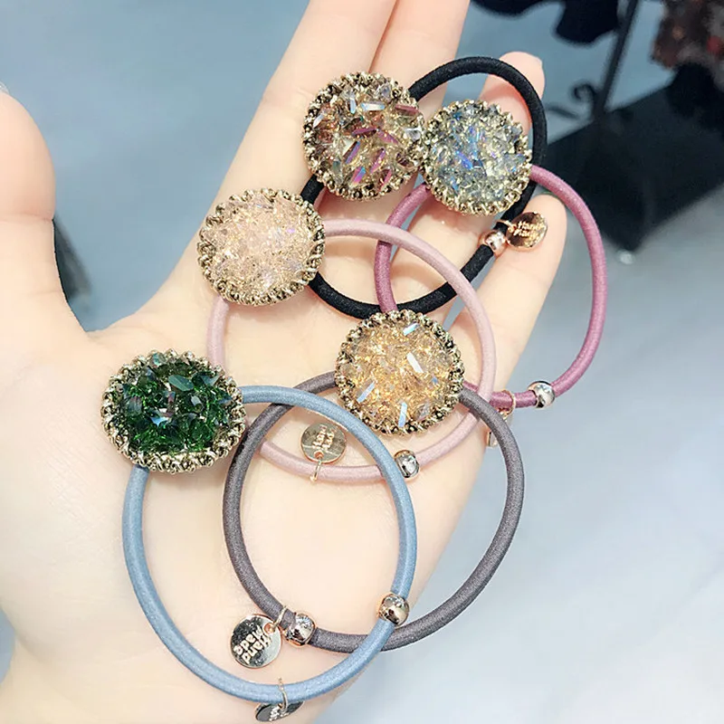 Корейский милый женский простой цвет блестящий хрустальный шар головной убор