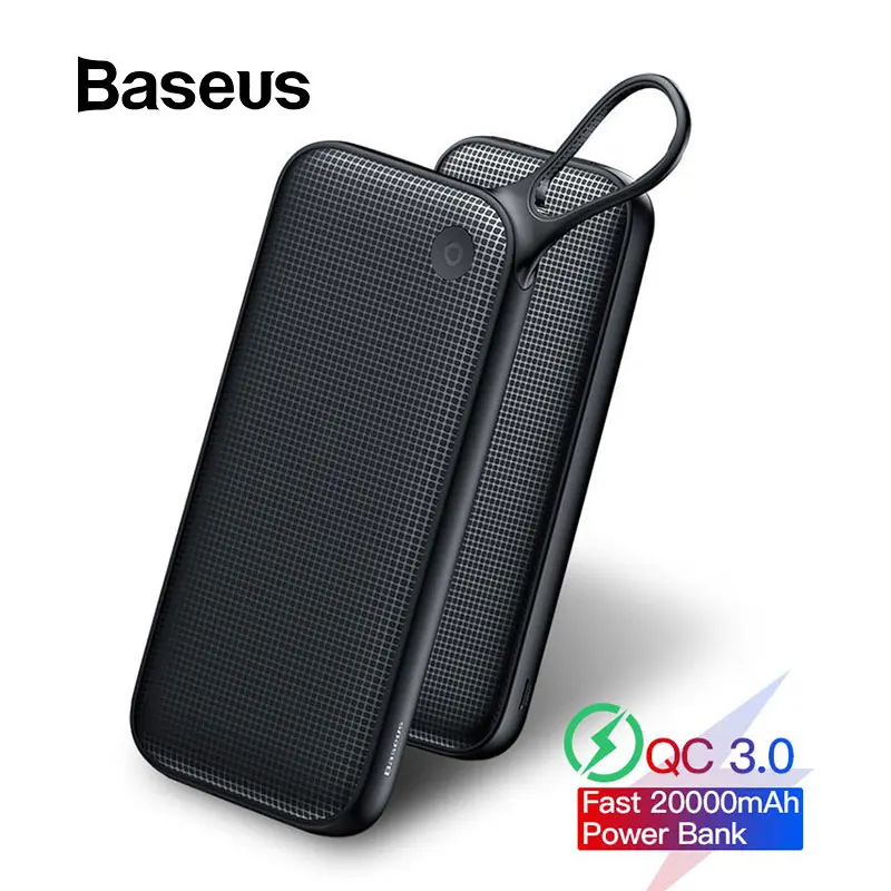 Baseus power Bank 20000 мАч Быстрая зарядка 3,0 портативное зарядное устройство для телефона двойной USB внешний аккумулятор для iPhone Xs Max samsung S9