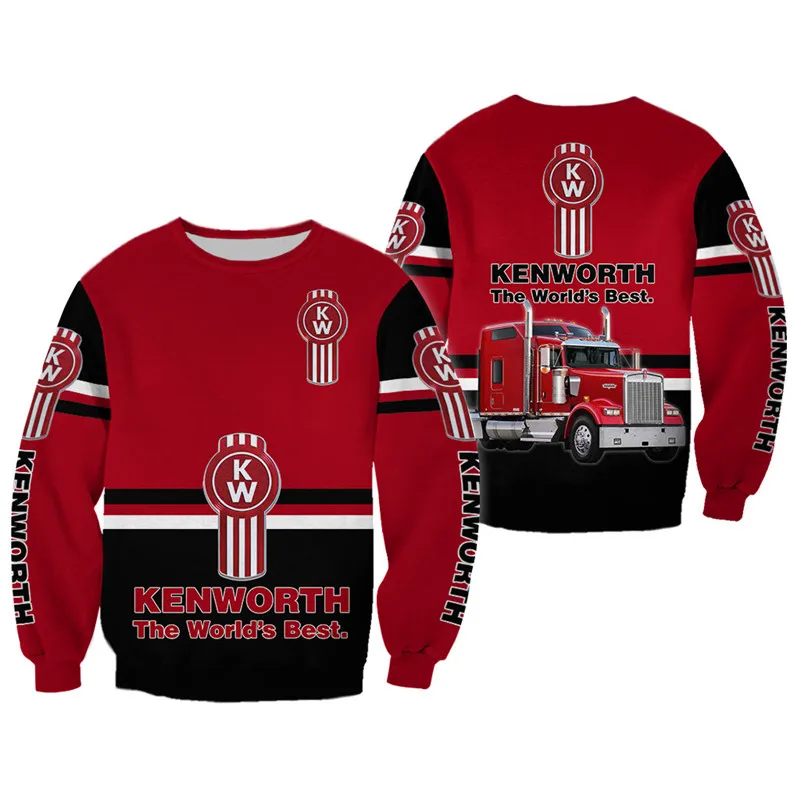 Красный художественный костюм с 3D принтом грузовика на осень и зиму модная