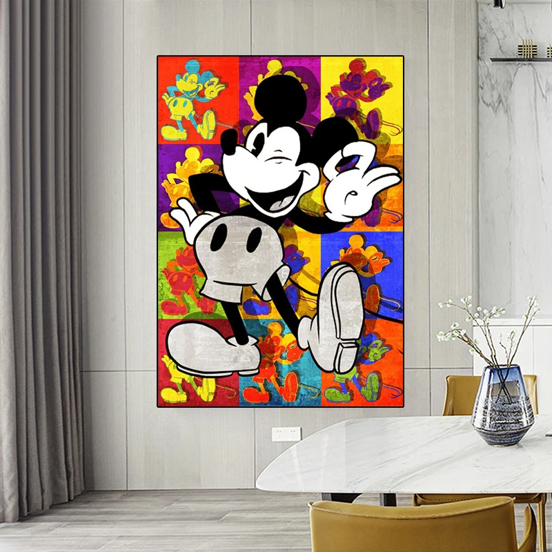 

Картина на холсте Disney, постеры с изображением уличных граффити, Микки Мауса и Дональда Дак, Мультяшные настенные картины для украшения дома