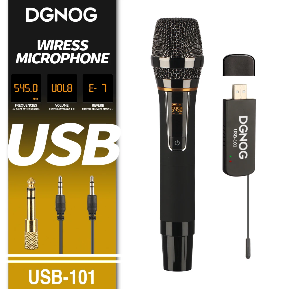 

DGNOG UHF USB Wireless Microphone System Dynamic 2 Channel Recording Karaoke Handheld Mic For Games Podcast YouTube