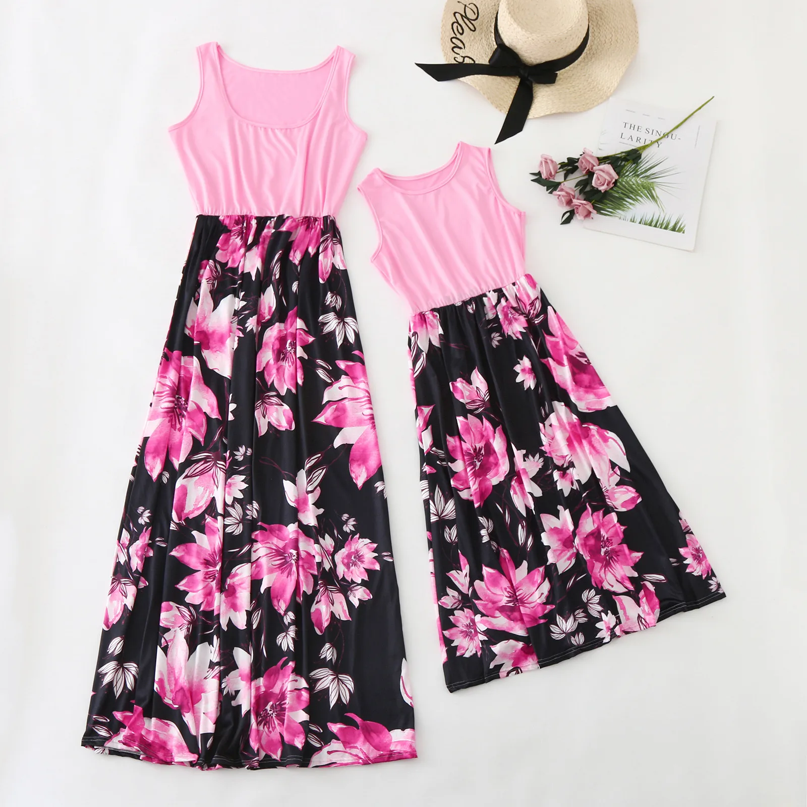 

Mommy And Me Dresses Baby Girls Clothing Pretty Sleeveless Flower Maxi Dress Family Summer Matching Set 3-12 Y