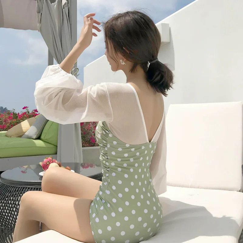 Женский костюм для плавания и серфинга из полиэстера с высокой талией длинным