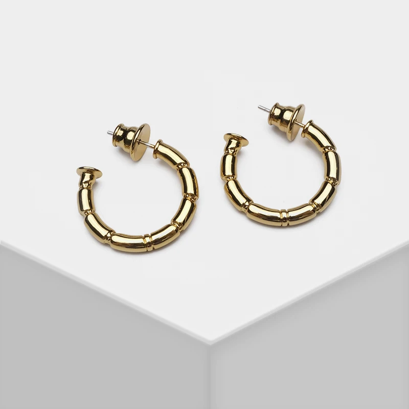 Amorita boutique Bamboo node shape circle hoop earrings