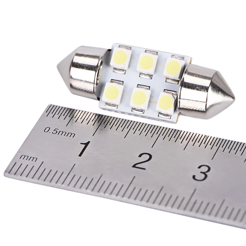 10 шт. DE3175 3022 31 мм 3528 6-SMD лампа белый гирлянда Купол Карта Интерьер светодиодный