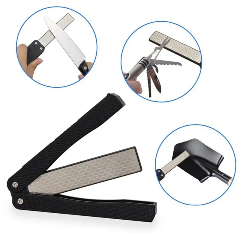 

Multifunctional Mini Camping Pocket Fan-shape Double Sided Folded Sharpener Diamond Sharpening Stone