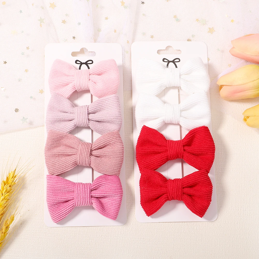 

Новинка, Весенняя Милая однотонная Вельветовая заколка для волос с бантом, заколка-пряжка для волос, аксессуары для волос, 4 шт./компл.