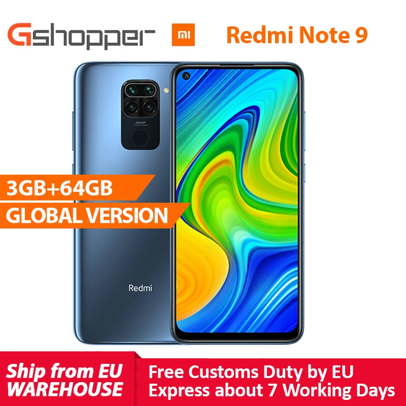Смартфон Xiaomi Redmi Note 9 3/64GB Счетверенная камера 48 МП с ИИ [ЕАС Новый Доставка от 2 дней