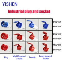 industrial plug and socket 3p4p5p 3pin 5score electrical connector power connecting male female 16a 32a ip44 220v 380v 415v
