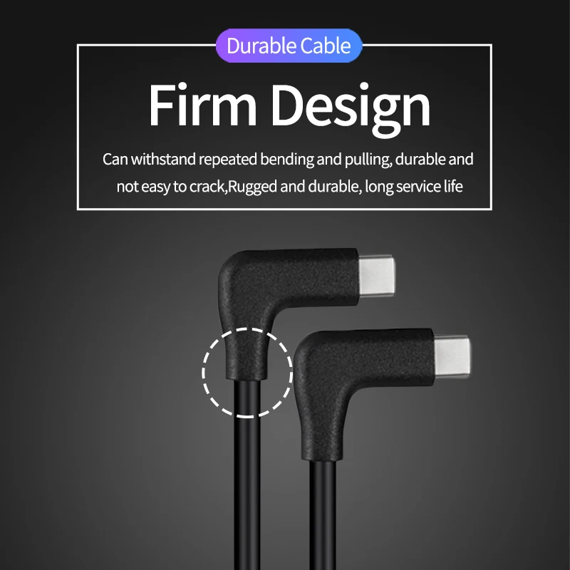 Двойной кабель Type-c USB C к c 5A Быстрая зарядка PD 100 Вт провод под прямым углом USB3.1 Type-C
