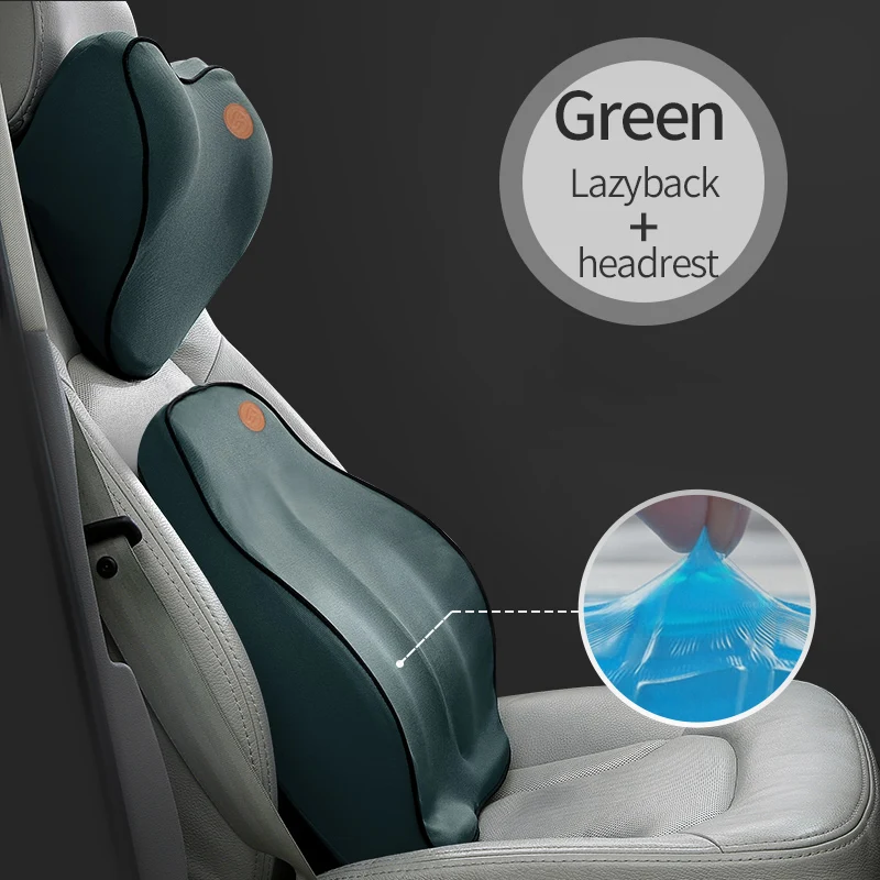 Green set Подушки для автомобилей, подушка для спины, подушка для автомобильного сиденья, поясничная поддержка для офисного стула, подушка для автомобиля, универсальная 3D пена с эффектом памяти - Название цвета: Green set