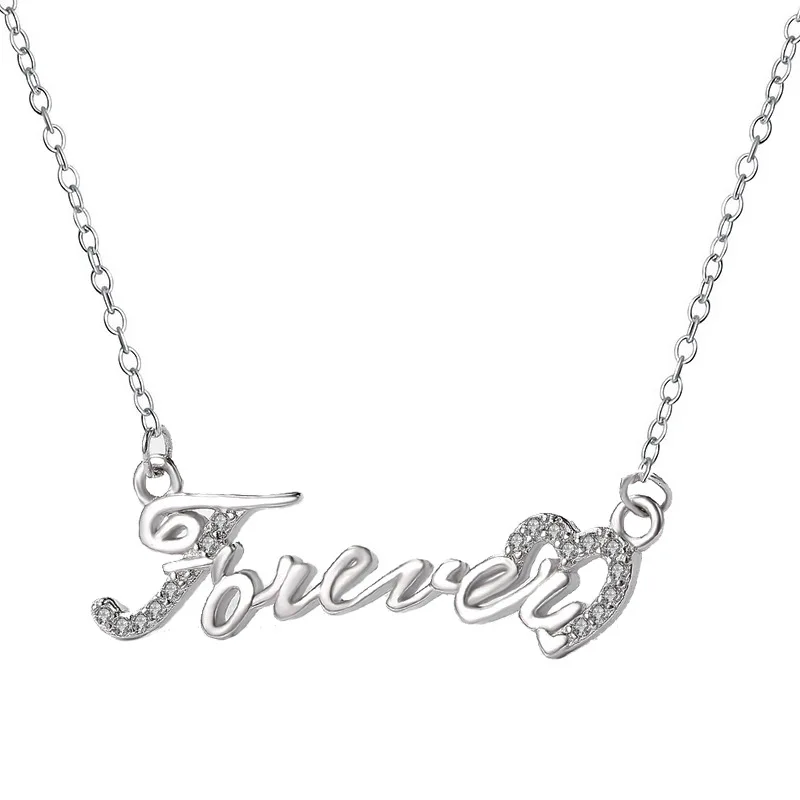 

UFOORO Summer New S925 Sterling Silver Letter Clavicle Chain Fashion Forever Accessories Women's Set Chain