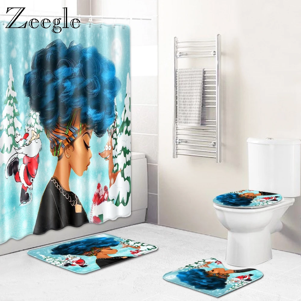 

Zeegle 4Pcs Bath Mat Set Toilet Cover Seat Mat Anti-slip Bathroom Doormat Shower Mat Absorbent Pedestal Rug Flannel Floor Rug