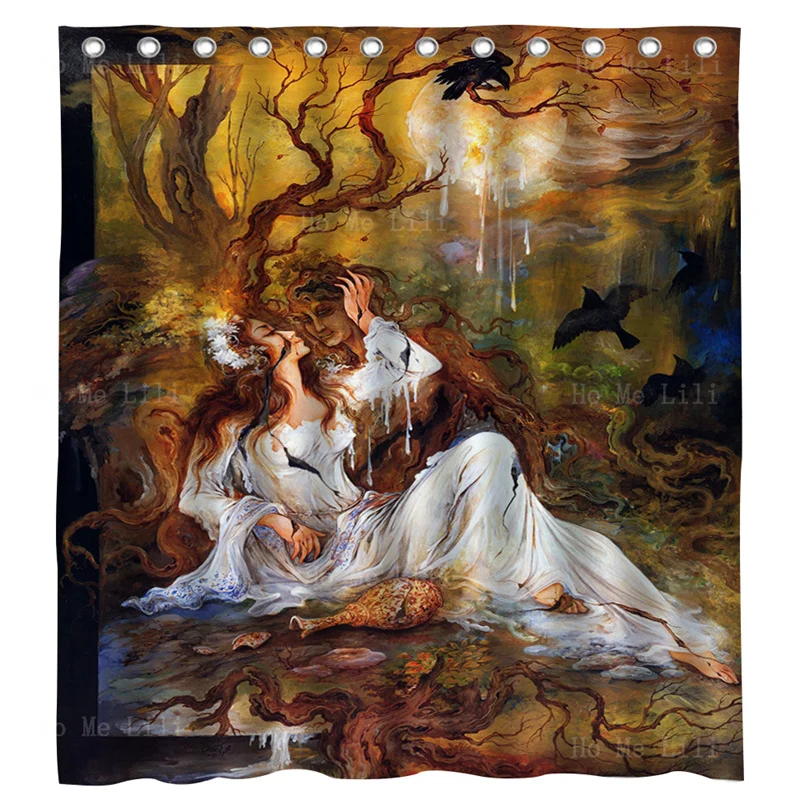 

Fantasy World Spirit Animal Elven Dryad Mystical And Beauty Fairy Tale Oil Painting Style Shower Curtain By Ho Me Lili