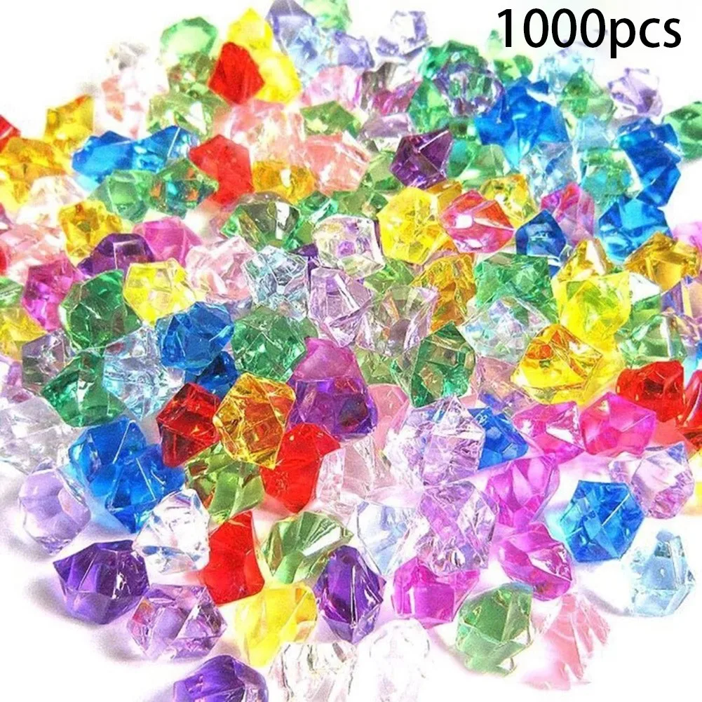 

1000Pcs Colorful Acrylic Plastic Transparent Stone Crystal Rocks Vase Filler Artificial Color Fish Tank Home Wedding Decorations
