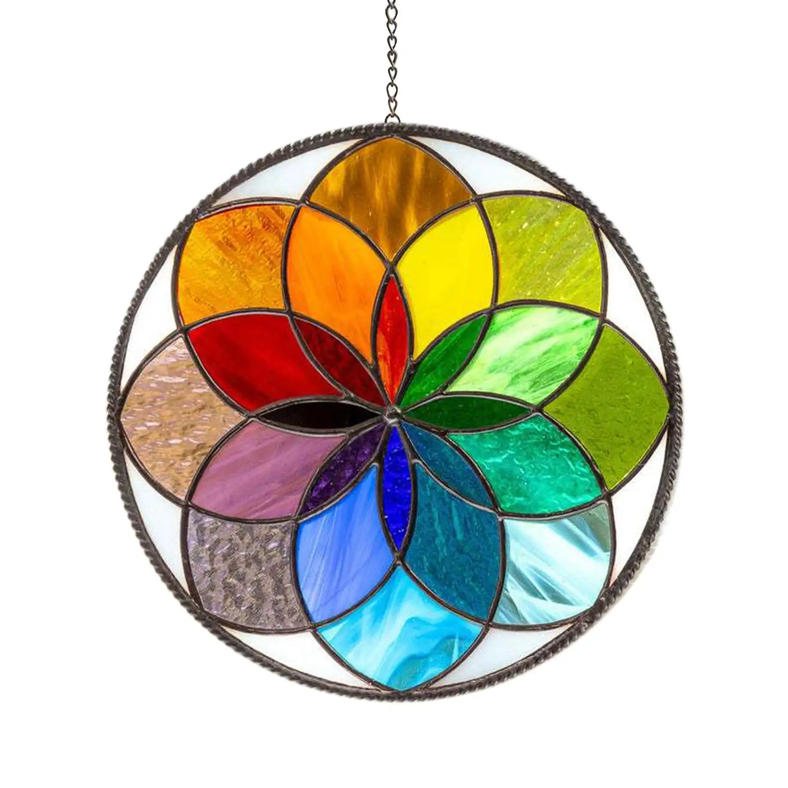 

Overlap Colors Wind Spinner Yard Art Garden Hanging Decoration Rainbow Wall Pendant Decoration Home Decoration Pendant