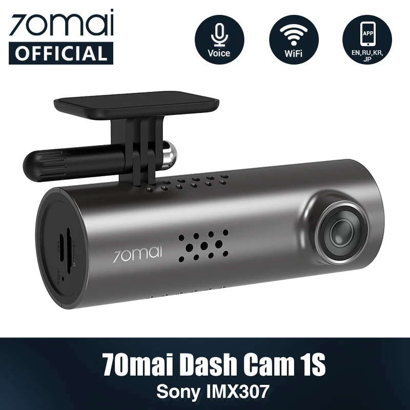70mai Car DVR 1S APP& English Voice Control 70 Mai Dash Cam 1S 1080HD Night Vision 130FOV Free Wifi 70mai Car Recorder 1S Auto