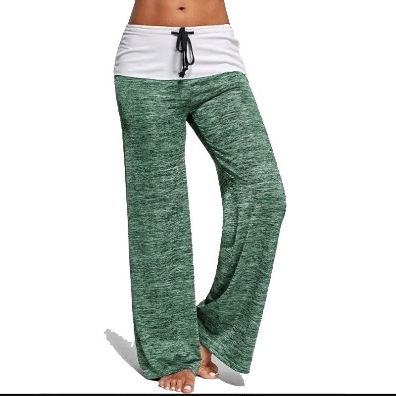 Women Stitching Yoga Pants Gym Jeggings  Running Leggings Wide Leg Pants Outdoor Sports Leggings Activewear Sweatpants